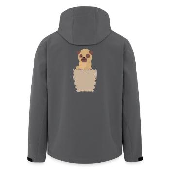 Brusttasche mit Mops - Recycelte Männer Softshell-Jacke von Stanley/Stella - Schwarz - Hinten - AI Model Male 185 light (185cm)