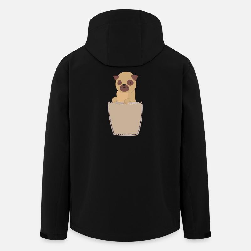 Brusttasche mit Mops - Recycelte Männer Softshell-Jacke von Stanley/Stella - Schwarz