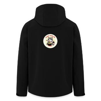 Kitten eating Ramen Slurp mode - Men’s Recycled Softshell Jacket by Stanley/Stella - black - Back - AI Model Male 185 light (185cm)