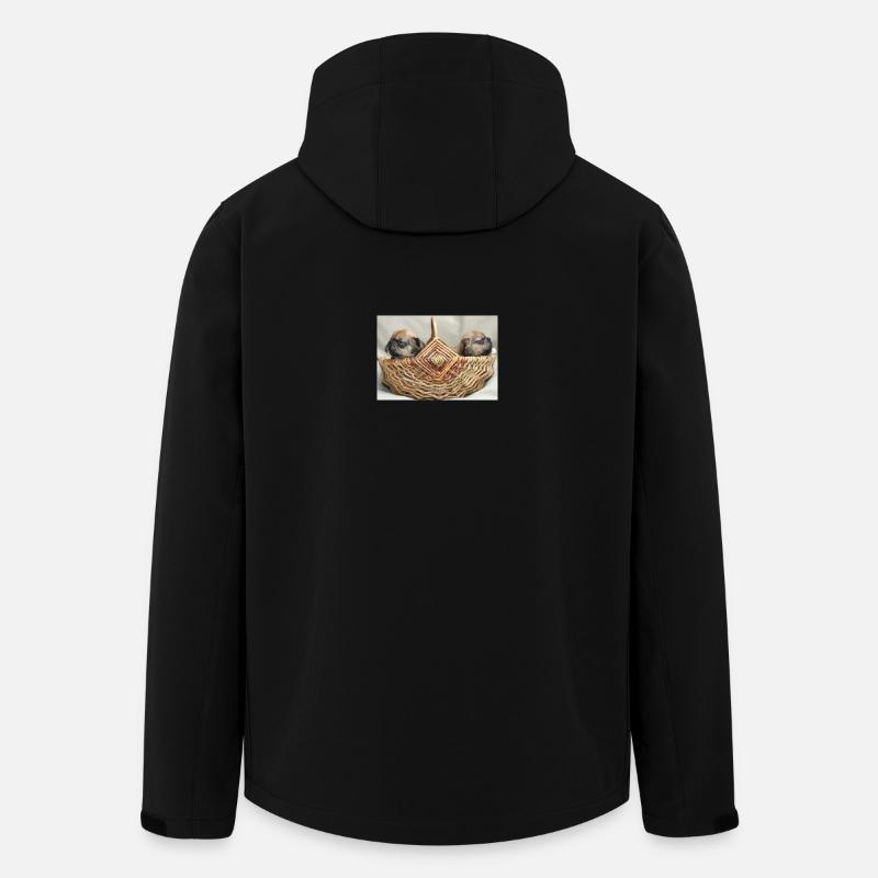 Bouledogues français deux chiots mignons - Veste softshell homme en polyester recyclé Stanley/Stella - noir