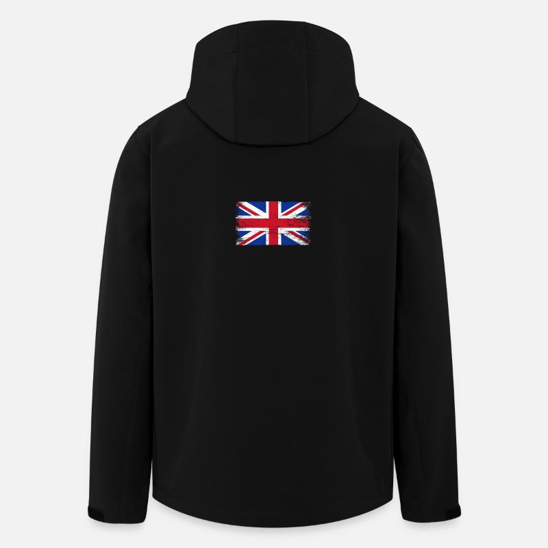 Distressed Union Jack Print - Men’s Recycled Softshell Jacket by Stanley/Stella - black