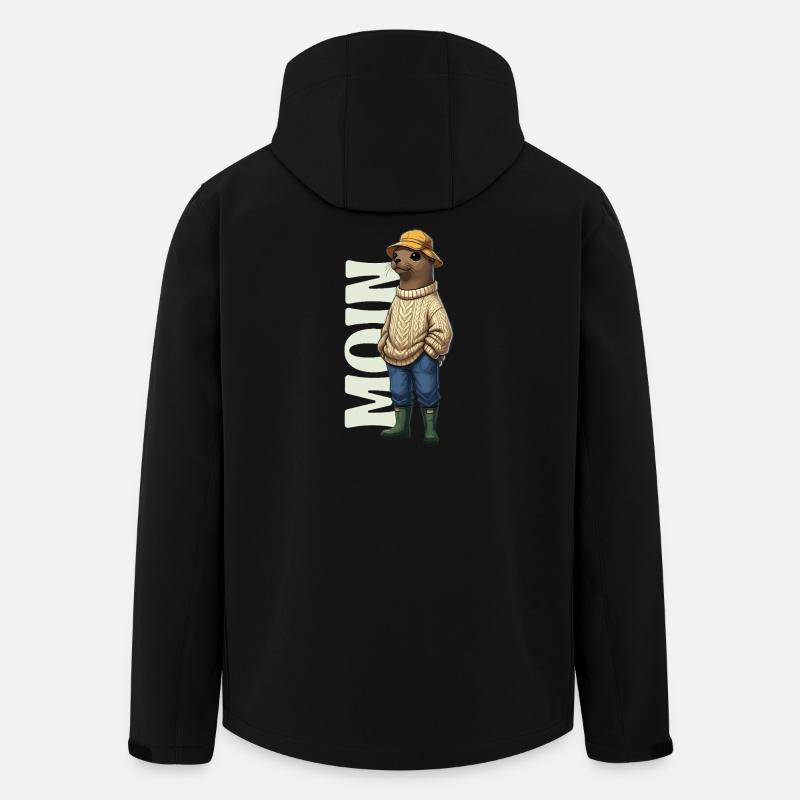 Moin Seehund - Nordsee Fischer Design - Recycelte Männer Softshell-Jacke von Stanley/Stella - Schwarz