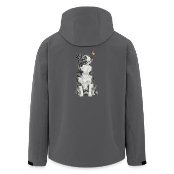 Border Collie avec dessin croquis papillon - Veste softshell homme en polyester recyclé Stanley/Stella - noir - Dos - AI Model Male 185 light (185cm)