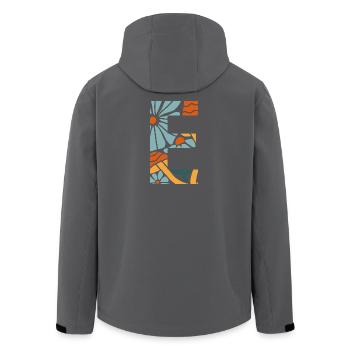 Buchstabe e Blumen groovy Geschenkidee - Recycelte Männer Softshell-Jacke von Stanley/Stella - Schwarz - Hinten - AI Model Male 185 light (185cm)