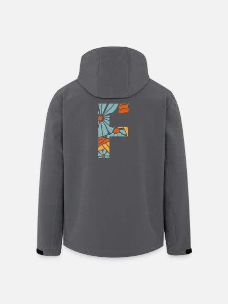 Lettre f fleurs groovy idée cadeau  - Veste softshell homme en polyester recyclé Stanley/Stella - noir