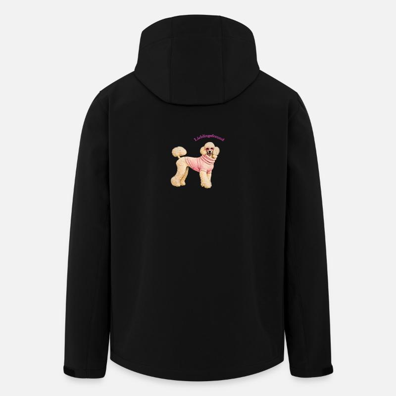 Lieblingsfreund Königspudel im rosa Pullover - Recycelte Männer Softshell-Jacke von Stanley/Stella - Schwarz