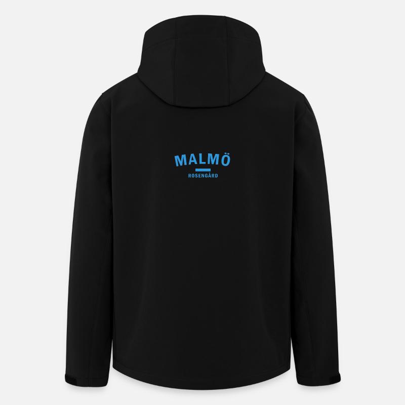 Graphic City Silhouette in Blue Shade - Men’s Recycled Softshell Jacket by Stanley/Stella - black