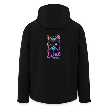 Niedliche Katze - Mehrfarbige Tropfen Liebe - Recycelte Männer Softshell-Jacke von Stanley/Stella - Schwarz - Hinten - AI Model Male 185 light (185cm)