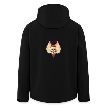 Vape Totenkopf with beard lets smoke come up. - Men’s Recycled Softshell Jacket by Stanley/Stella - black - Back - AI Model Male 185 light (185cm)