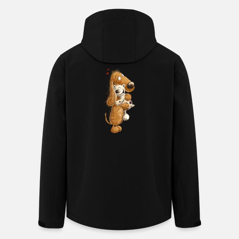 Dackel Mit Hundespielzeug Teckel Kuscheltier - Recycelte Männer Softshell-Jacke von Stanley/Stella - Schwarz