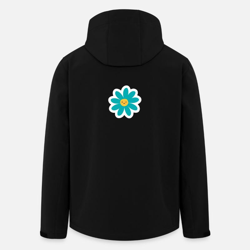 Kawaii Turquoise Daisy Smile - Veste softshell homme en polyester recyclé Stanley/Stella - noir