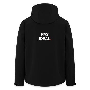 PAS IDÉAL. – Réaction Humour Minimaliste - Veste softshell homme en polyester recyclé Stanley/Stella - noir - Dos - AI Model Male 185 light (185cm)