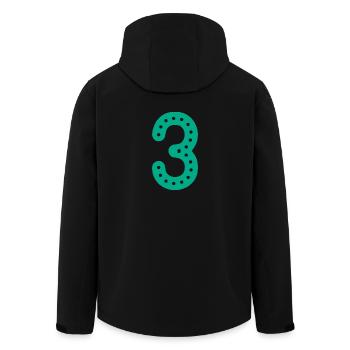 3 YEARS. 3rd ANNIVERSARY. BIRTHDAY 3 YEARS. 3 - Men’s Recycled Softshell Jacket by Stanley/Stella - black - Back - AI Model Male 185 light (185cm)