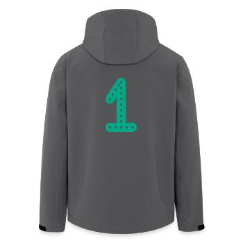 1 JAHR. 1. GEBURTSTAG. JUBILÄUM 1 JAHR.1 - Recycelte Männer Softshell-Jacke von Stanley/Stella - Schwarz - Hinten - AI Model Male 185 light (185cm)