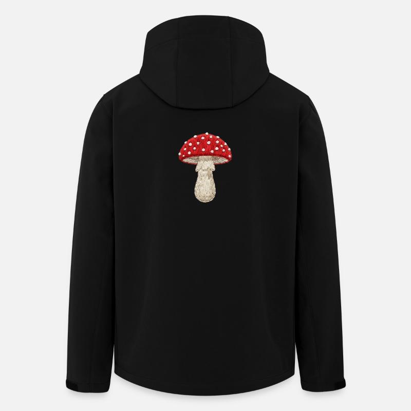 Mushroom red-white in embroidered look (printed) - Men’s Recycled Softshell Jacket by Stanley/Stella - black