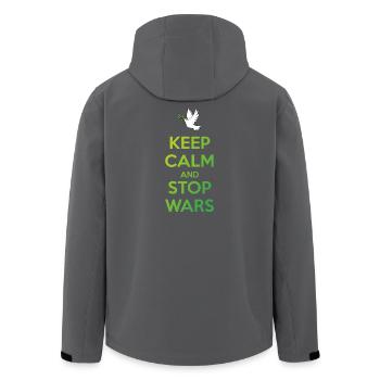 Gardez votre calme et arrêtez les guerres - Veste softshell homme en polyester recyclé Stanley/Stella - noir - Dos - AI Model Male 185 light (185cm)