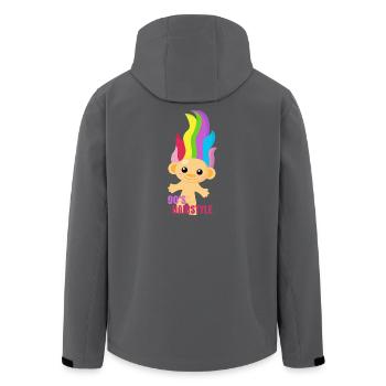 90s Hairstyle - Troll Nostalgia 90s - Men’s Recycled Softshell Jacket by Stanley/Stella - black - Back - AI Model Male 185 light (185cm)