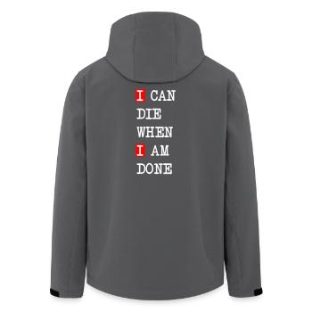 Mourir quand j’aurai fini – design sombre et statement - Veste softshell homme en polyester recyclé Stanley/Stella - charbon - Dos - AI Model Male 185 light (185cm)