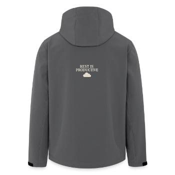 Rest is Productive Typography - Men’s Recycled Softshell Jacket by Stanley/Stella - anthracite - Back - AI Model Male 185 light (185cm)