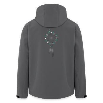 Dreamcatcher with pearls and feather. Turquoise. - Men’s Recycled Softshell Jacket by Stanley/Stella - black - Back - AI Model Male 185 light (185cm)