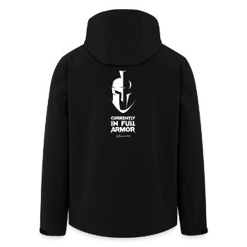 Derzeit in voller Rüstung - Epheser - Chrétien - Recycelte Männer Softshell-Jacke von Stanley/Stella - Schwarz - Hinten - AI Model Male 185 light (185cm)