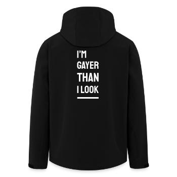 Je suis plus gay que j’en ai l’air – la Fierté qui dit (blanc) - Veste softshell homme en polyester recyclé Stanley/Stella - noir - Dos - AI Model Male 185 light (185cm)