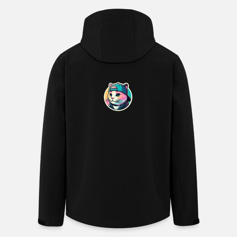 Katze mit Kappe in Pastell - Recycelte Männer Softshell-Jacke von Stanley/Stella - Schwarz