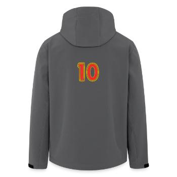 10. 10 YEARS. 10th ANNIVERSARY. 10 YEAR ANNIVERSARY. - Men’s Recycled Softshell Jacket by Stanley/Stella - black - Back - AI Model Male 185 light (185cm)