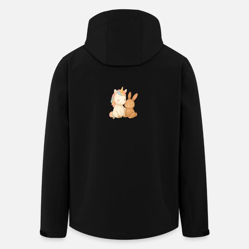 Einhorn und Häschen Kuschelzeit - Recycelte Männer Softshell-Jacke von Stanley/Stella - Schwarz
