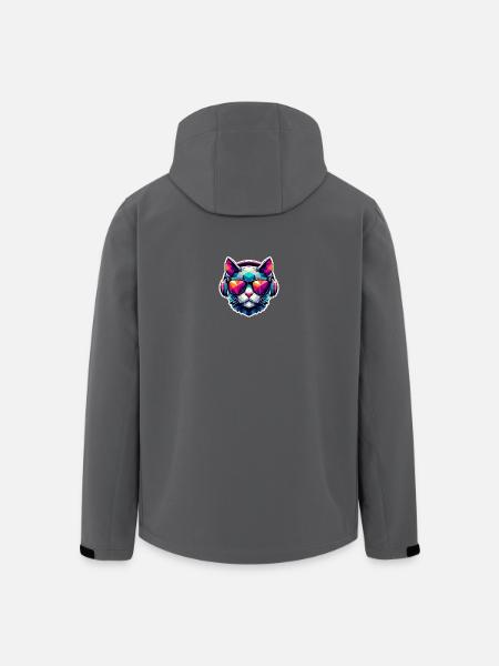 Katze Brille Kopfhörer bunt polygon - Recycelte Männer Softshell-Jacke von Stanley/Stella - Schwarz