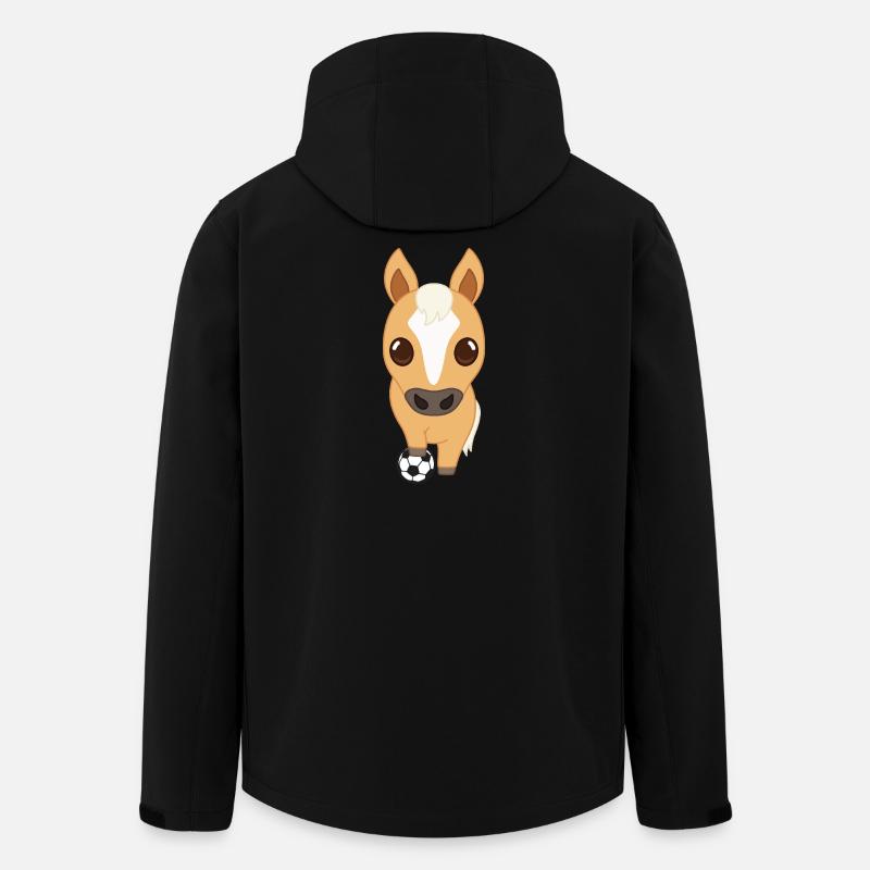 Dessin animé du cheval de football - Veste softshell homme en polyester recyclé Stanley/Stella - noir