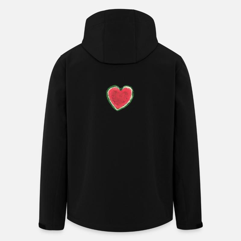 Melon, Pastèque, Aquarelle, Cœur - Veste softshell homme en polyester recyclé Stanley/Stella - noir