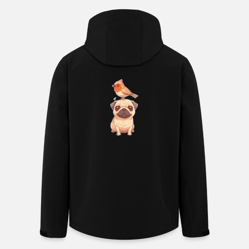 Pug with bird - Men’s Recycled Softshell Jacket by Stanley/Stella - black