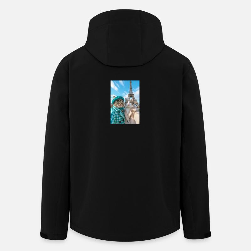 Chats élégants à Paris en hiver - Veste softshell homme en polyester recyclé Stanley/Stella - noir