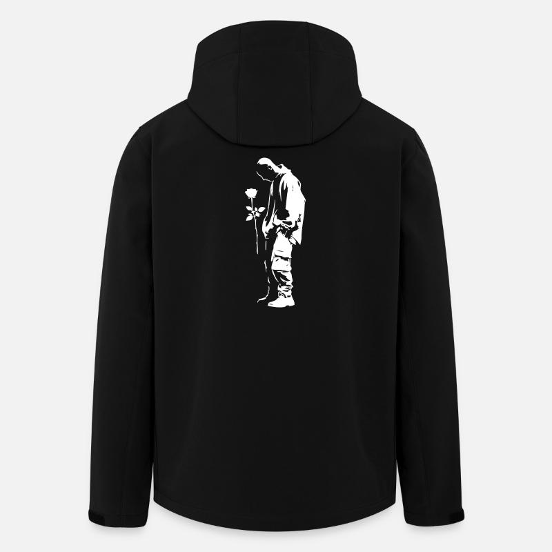 Streetart-Silhouette mit Rose - Recycelte Männer Softshell-Jacke von Stanley/Stella - Schwarz