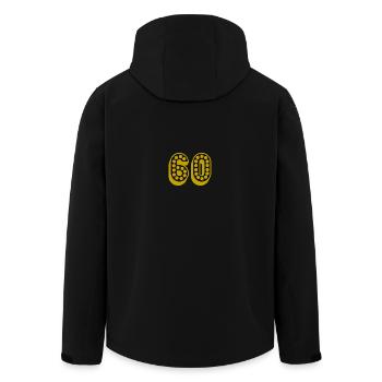 ANNIVERSARY. HAPPY BIRTHDAY. HAPPY BIRTHDAY. - Men’s Recycled Softshell Jacket by Stanley/Stella - black - Back - AI Model Male 185 light (185cm)
