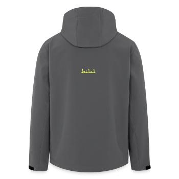 Bilal Neon Schrift Gelb auf Schwarz - Recycelte Männer Softshell-Jacke von Stanley/Stella - Anthrazit - Hinten - AI Model Male 185 light (185cm)