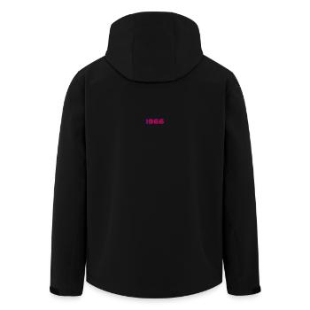 1966 Retro Neon Typografie - Recycelte Männer Softshell-Jacke von Stanley/Stella - Schwarz - Hinten - AI Model Male 185 light (185cm)