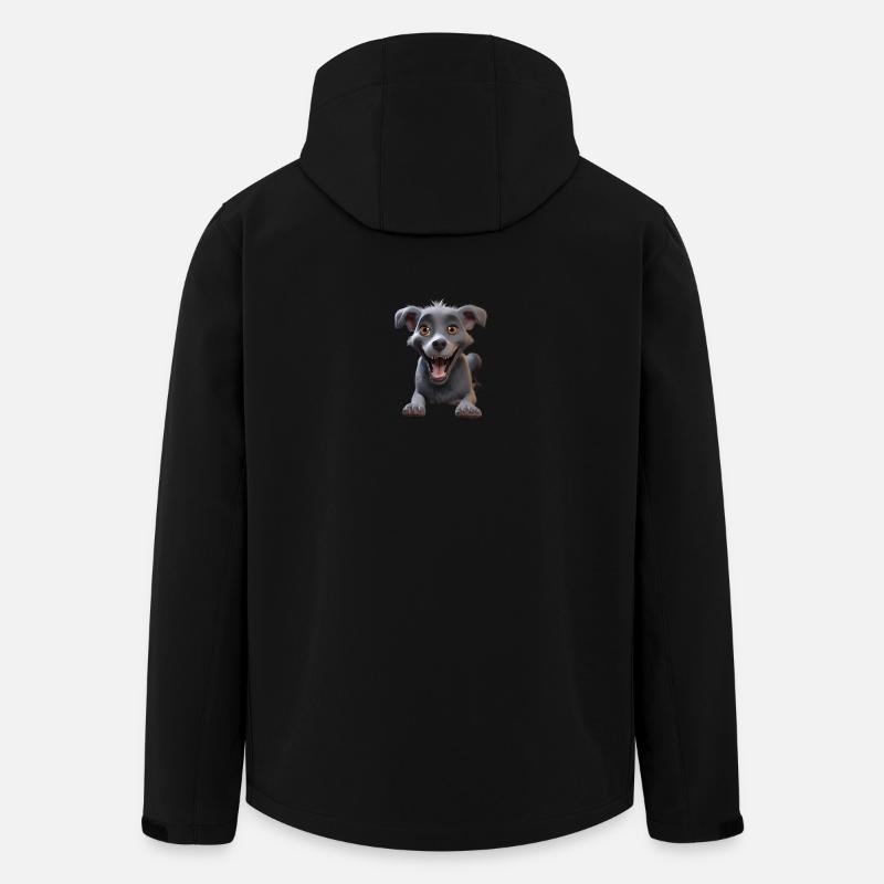 Aventure du chiot gris souriant - Veste softshell homme en polyester recyclé Stanley/Stella - noir
