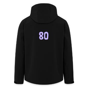 80. 80 YEARS. 80th ANNIVERSARY. 80TH BIRTHDAY. - Men’s Recycled Softshell Jacket by Stanley/Stella - black - Back - AI Model Male 185 light (185cm)