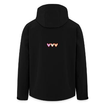 HERZ. HERZ. VALENTINSTAG. LIEBE. LIEBE. PAAR. - Recycelte Männer Softshell-Jacke von Stanley/Stella - Schwarz - Hinten - AI Model Male 185 light (185cm)