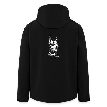 Loved by a Doberman Dog Saying Wilsigns - Men’s Recycled Softshell Jacket by Stanley/Stella - black - Back - AI Model Male 185 light (185cm)
