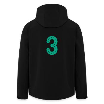 3 YEARS. 3rd ANNIVERSARY. BIRTHDAY 3 YEARS. 3 - Men’s Recycled Softshell Jacket by Stanley/Stella - black - Back - AI Model Male 185 light (185cm)