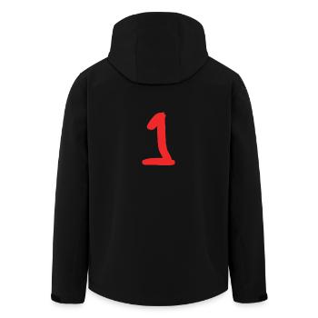 ALLES GUTE ZUM GEBURTSTAG. ALLES GUTE ZUM GEBURTSTAG. JAHRESTAG. - Recycelte Männer Softshell-Jacke von Stanley/Stella - Schwarz - Hinten - AI Model Male 185 light (185cm)