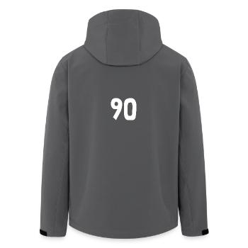 90. 90 YEARS. 90TH ANNIVERSARY. 90TH ANNIVERSARY. - Men’s Recycled Softshell Jacket by Stanley/Stella - black - Back - AI Model Male 185 light (185cm)