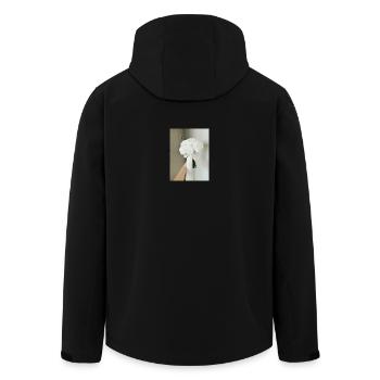 Peony Flower T-shirt  - Men’s Recycled Softshell Jacket by Stanley/Stella - black - Back - AI Model Male 185 light (185cm)