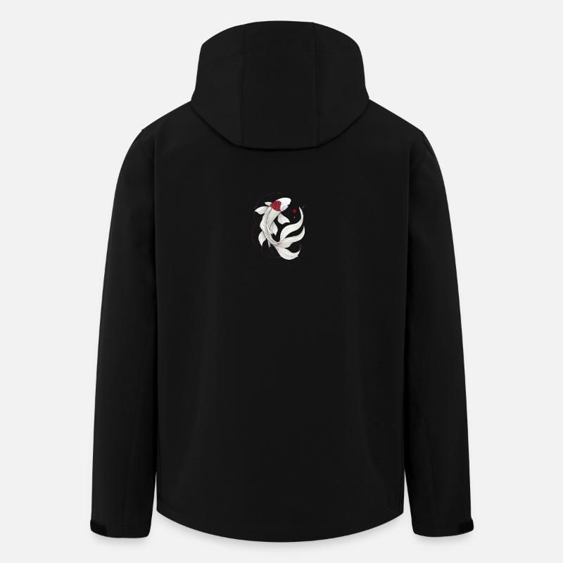 Illustration élégante de poisson Koi - Veste softshell homme en polyester recyclé Stanley/Stella - noir
