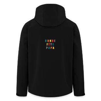 FÊTE DES PÈRES. BONNE FÊTE PAPA. PAPA. BONNE FÊTE - Veste softshell homme en polyester recyclé Stanley/Stella - noir - Dos - AI Model Male 185 light (185cm)