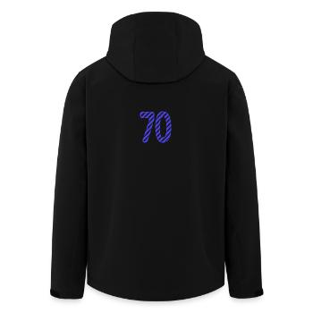 70. 70 JAHRE. 70-JÄHRIGES JUBILÄUM. 70-JÄHRIGES JUBILÄUM. - Recycelte Männer Softshell-Jacke von Stanley/Stella - Schwarz - Hinten - AI Model Male 185 light (185cm)