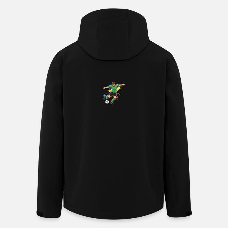Soccer Player Comic Paint Splash Green - Men’s Recycled Softshell Jacket by Stanley/Stella - black